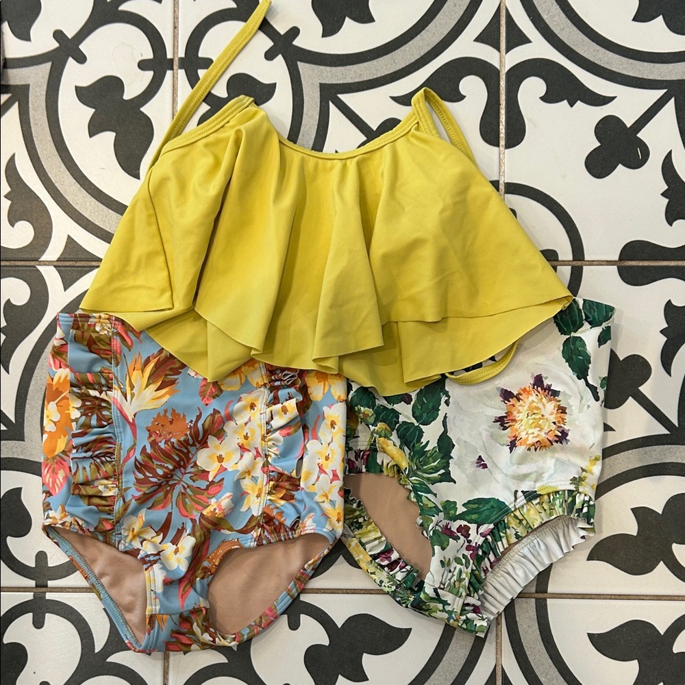 Kortni Jeane Yellow Bikini Top with Floral Bottoms